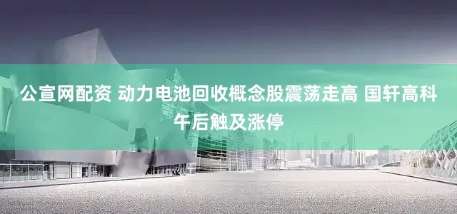 公宣网配资 动力电池回收概念股震荡走高 国轩高科午后触及涨停